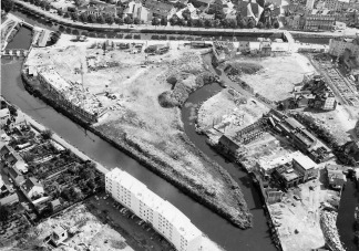 Le quartier de Bourg-l'Evêque en construction, 7 septembre 1964. Archives de Rennes 350 Fi 46, fonds Heurtier.