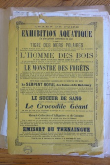 Affichette de publicité pour une attraction foraine, fin du XIXe siècle, cliché Grégory Delauré. Archives de Rennes, I36.