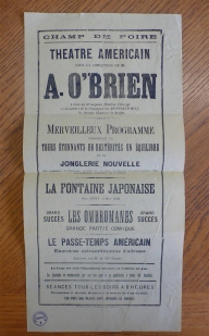 Affichette de publicité pour une attraction foraine, fin du XIXe siècle, cliché Grégory Delauré. Archives de Rennes, I36.